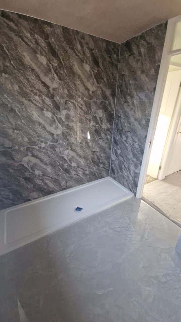 Bathroom refit with large format wall and floor tiles