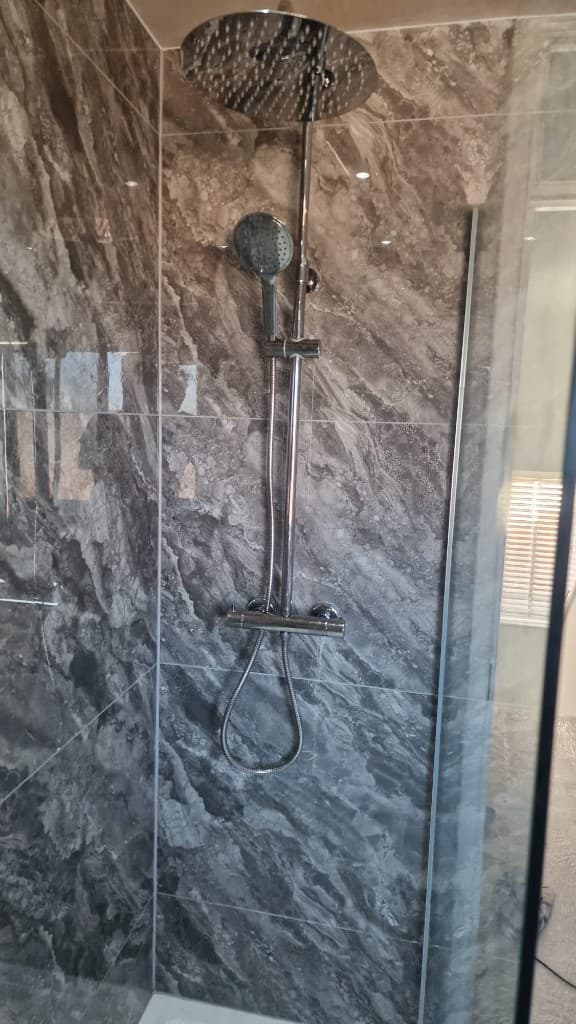 Rainfall shower head and controls after bathroom refit